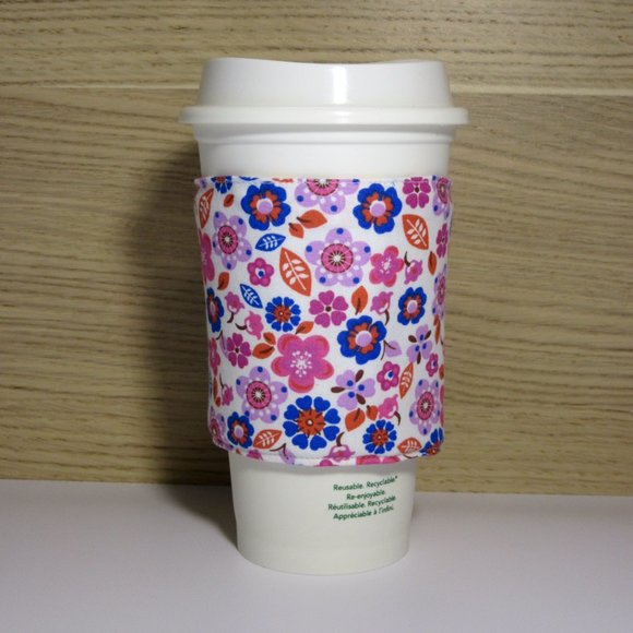 Springtime Floral Fabric Coffee Cozy - Picture 2 of 4